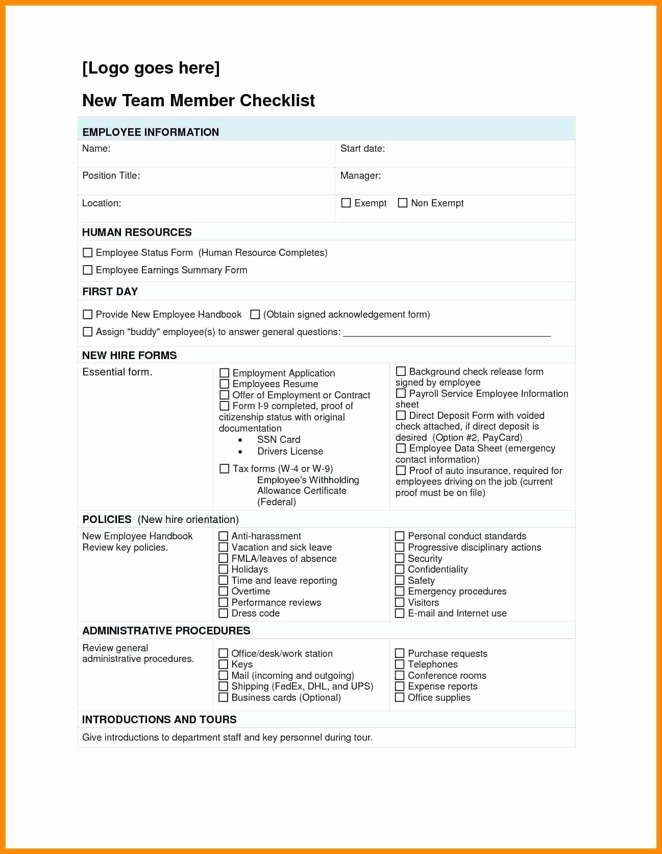 New Hire Paperwork Checklist Template Luxury Template Hiring Checklist Template