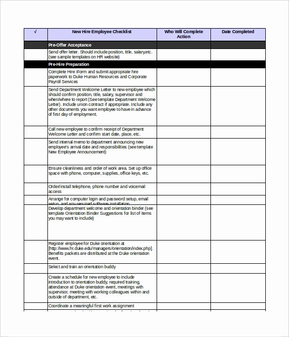 New Hire Paperwork Checklist Template New New Hire Checklist Templates – 16 Free Word Excel Pdf