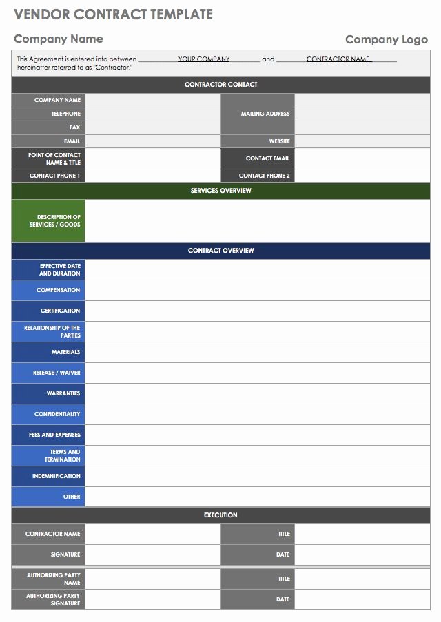 New Vendor form Template Excel Fresh 13 Free Vendor Templates
