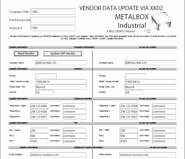 New Vendor form Template Excel Unique Free Supplier Database Template Excel Vendor Contract