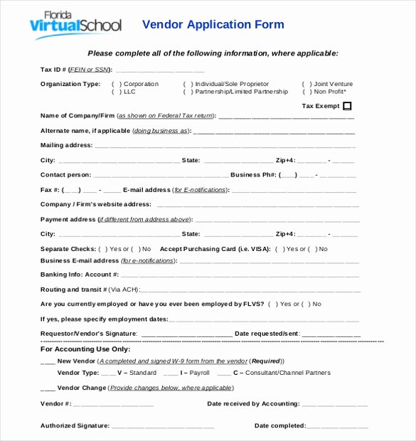 New Vendor Information form Template Elegant Vendor Application Template – 9 Free Word Pdf Documents