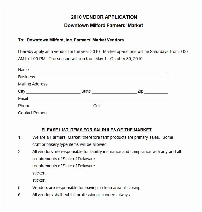 New Vendor Information form Template Lovely Vendor Application Template – 9 Free Word Pdf Documents