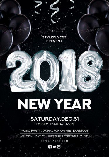 New Year Flyer Template Unique New Year 2018 Psd Flyer Template Styleflyers