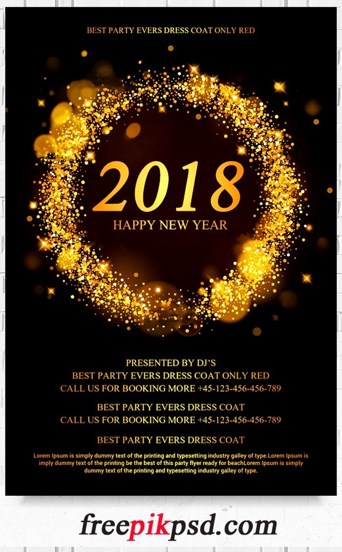 New Year Flyers Template Luxury Free 2018 New Year Flyer Psd Template