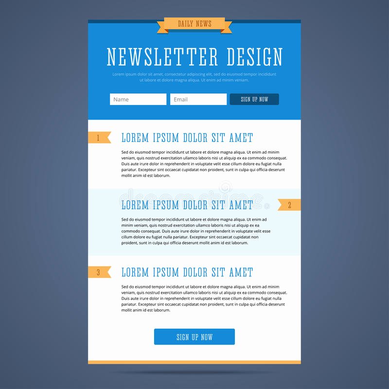 Newsletter Sign Up Template Best Of Newsletter Page Design Stock Vector Illustration Of