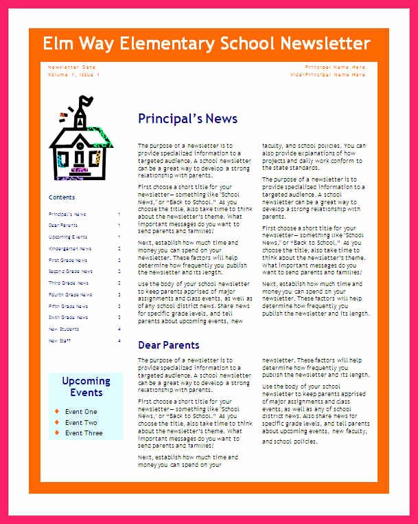 Newsletter Template Microsoft Word Luxury School Newsletter Templates