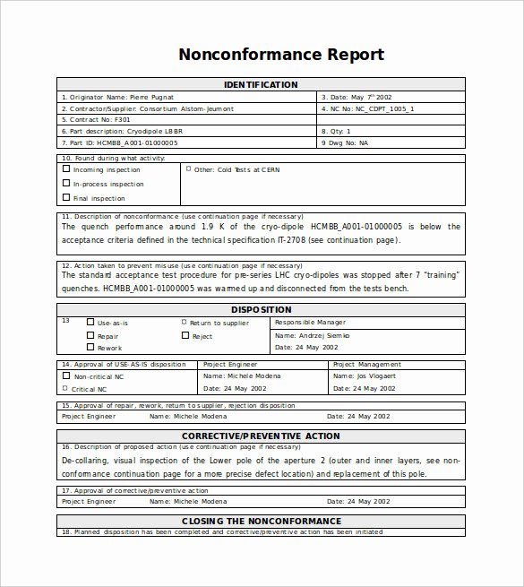 Non Conformance Report Template Awesome 16 Non Conformance Report Templates Pdf Doc Word