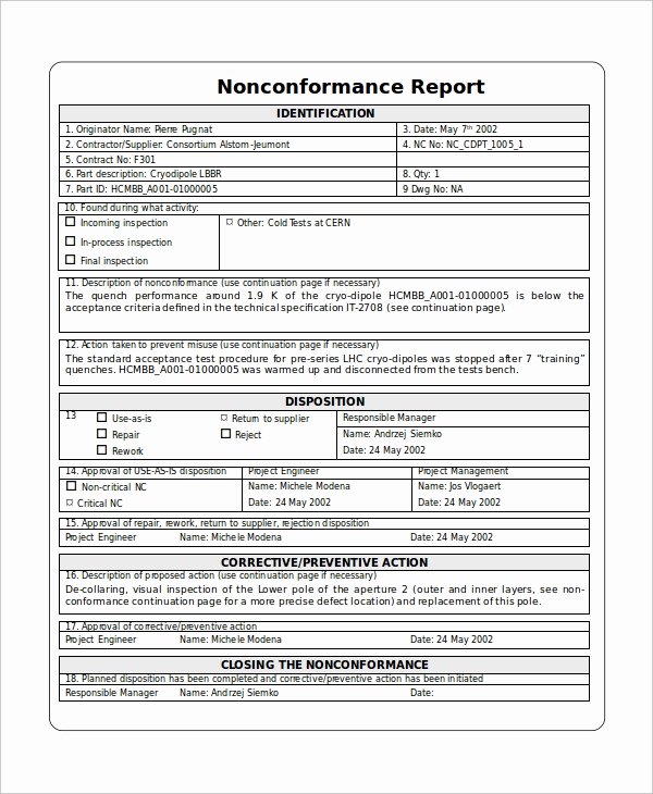 Non Conformance Report Template Awesome 49 Report Templates Free Sample Example format