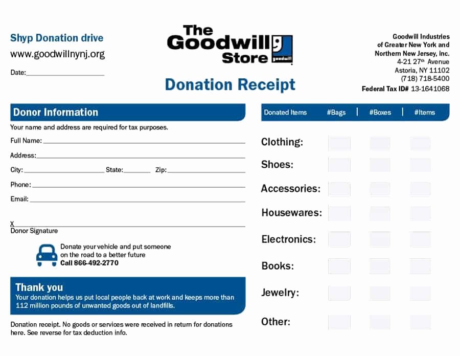 Non Profit Donation Receipt Template Unique 40 Donation Receipt Templates &amp; Letters [goodwill Non Profit]