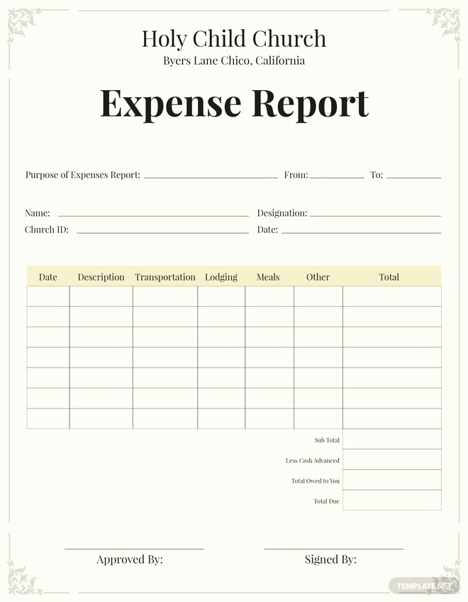 Numbers Expense Report Template Awesome Free Church Expense Report Template In Microsoft Word