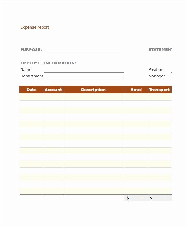 Numbers Expense Report Template Inspirational Expense Report 11 Free Word Excel Pdf Documents
