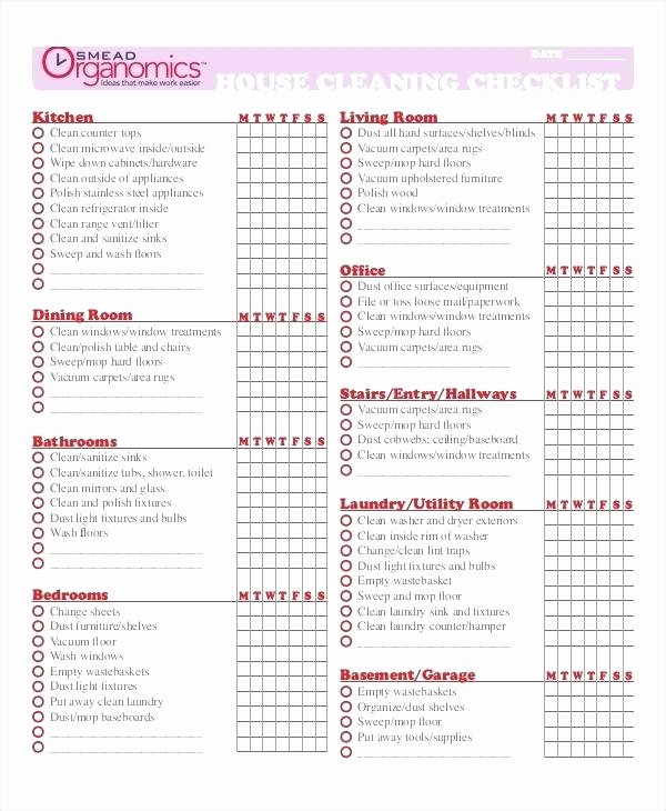 Office Cleaning Checklist Template Fresh Sample House Cleaning Checklist Professional Service