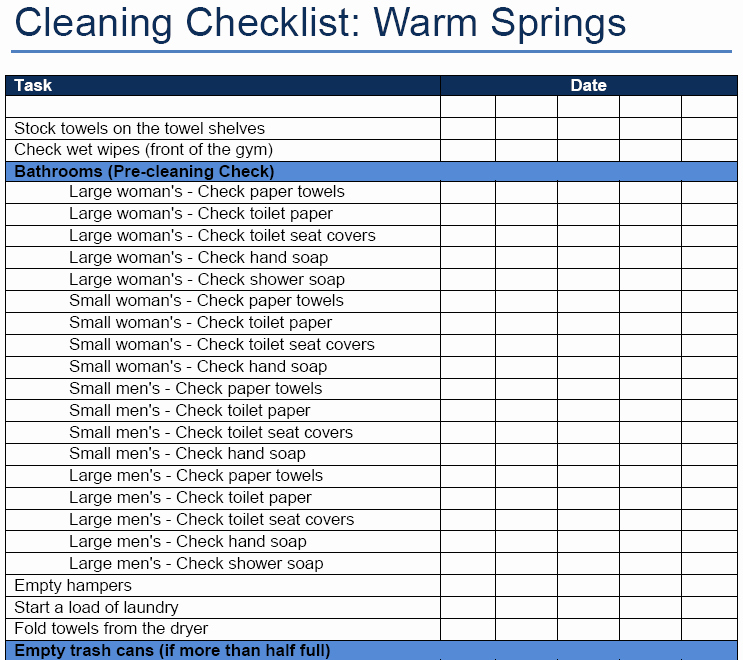 Office Cleaning Checklist Template New 7 Best Of Mercial Cleaning Checklist Printable