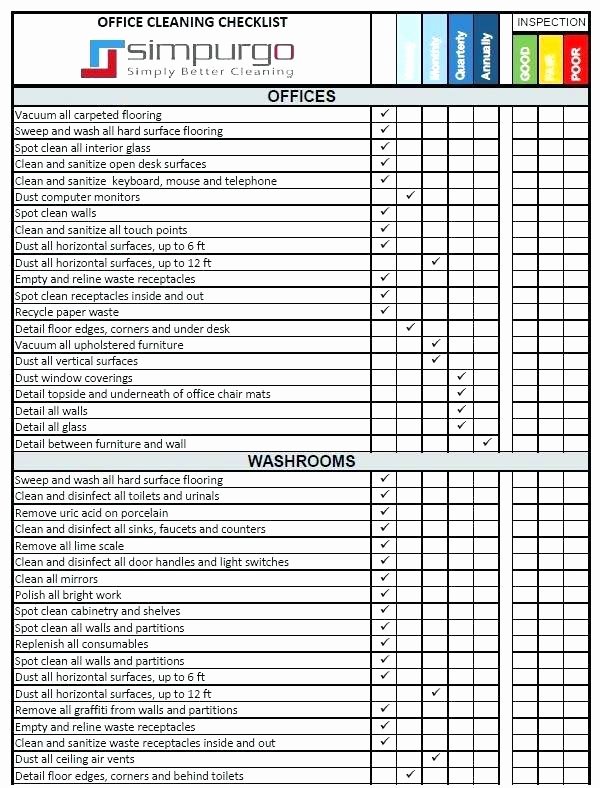 Office Cleaning Checklist Template New Office Maintenance Checklist Template – Hafer