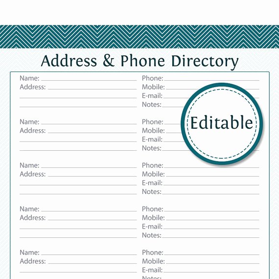 Office Phone Directory Template New Address &amp; Phone Directory Fillable Printable Pdf