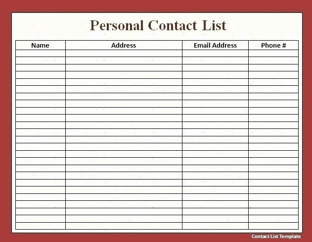 Office Phone List Template Fresh Phone List Template Excel Book Address Printable for
