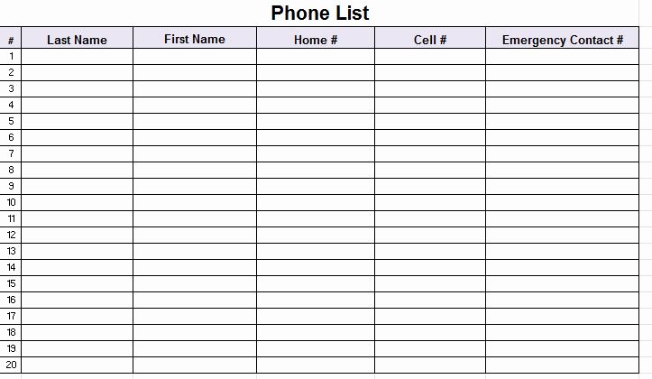 free staff phone list template