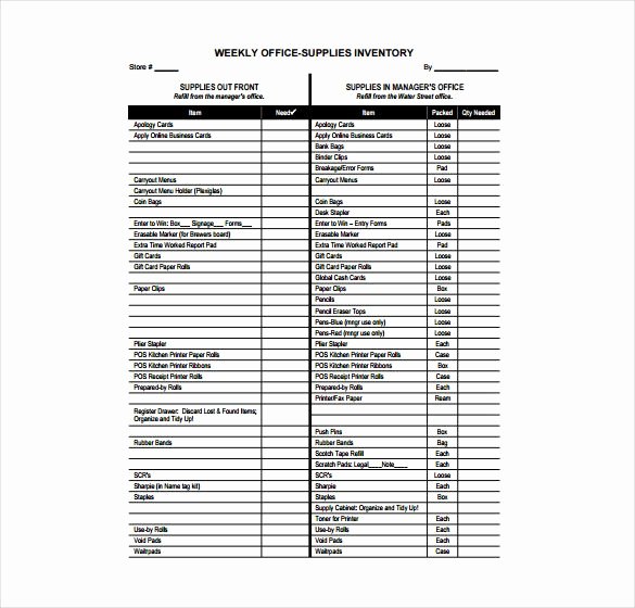 Office Supply Inventory List Template Elegant Weekly Fice Supply Inventory Pdf Free Download