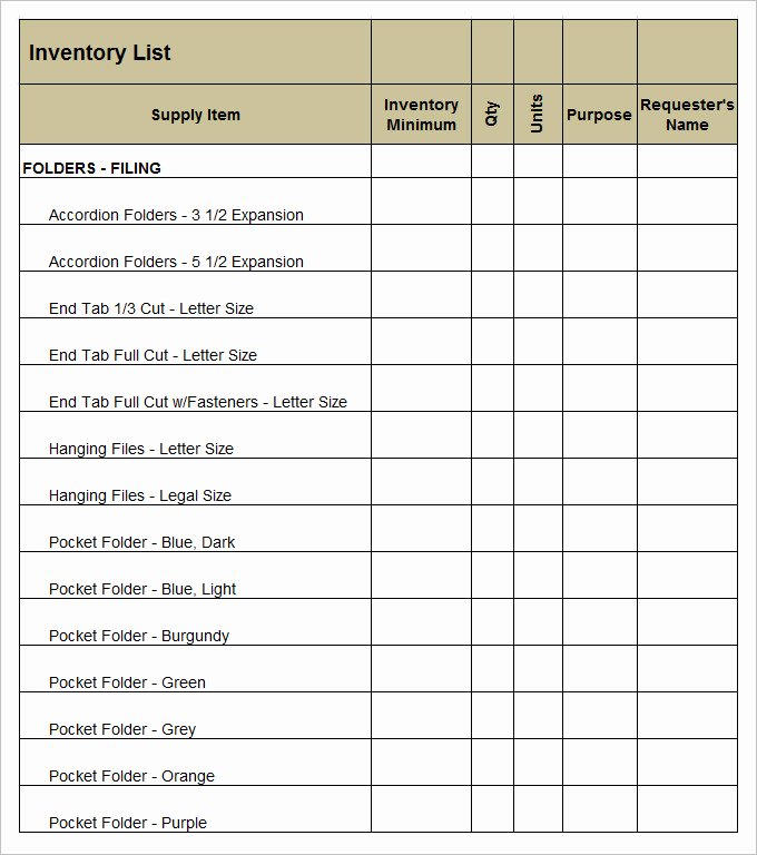 Office Supply order form Template Elegant Supply Inventory Template 19 Free Word Excel Pdf