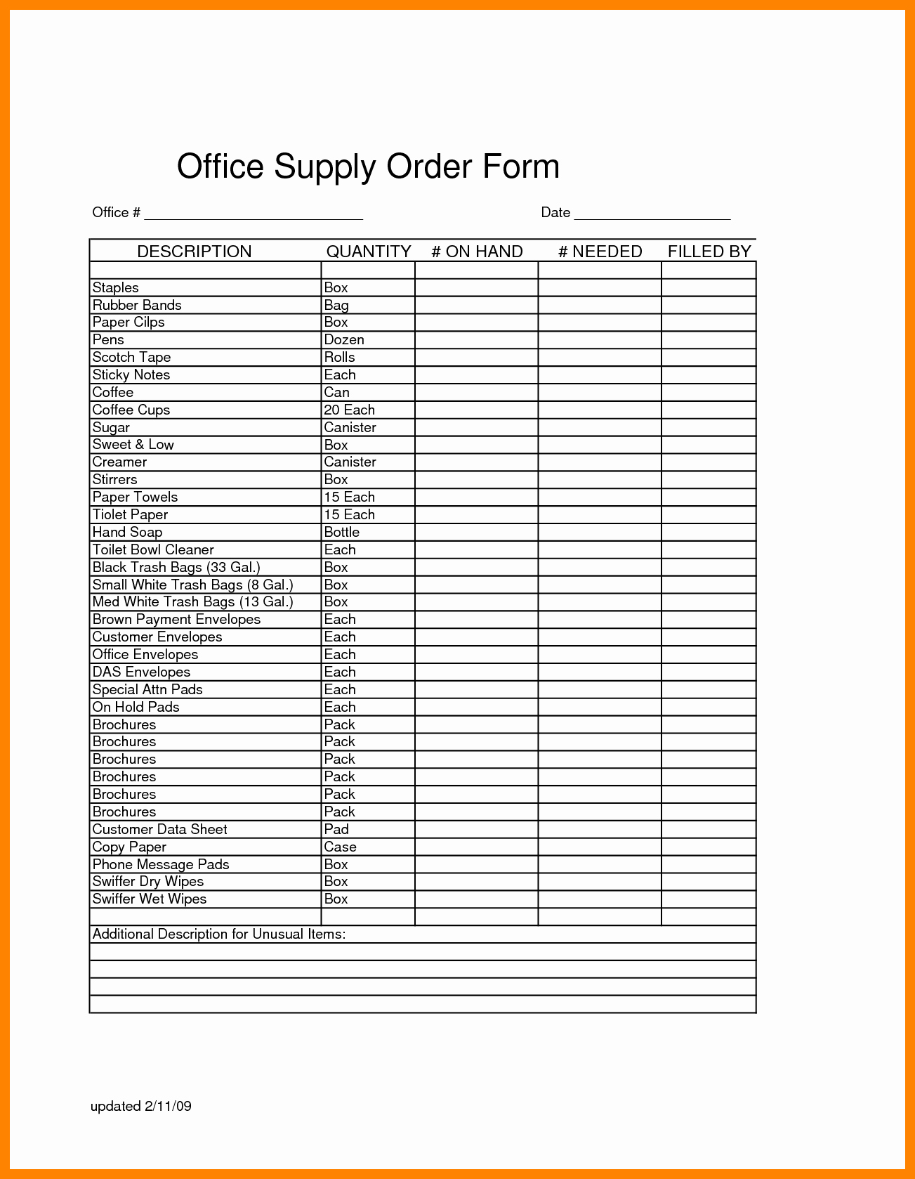 Office Supply order form Template Fresh 5 Free Office forms Templates