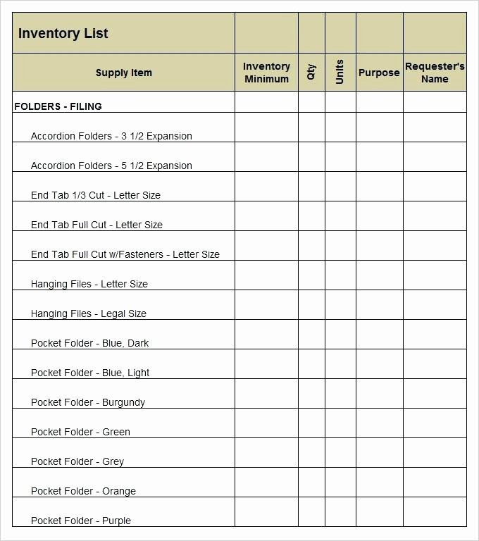 Office Supply order form Template Fresh Fice Supply Inventory List Template
