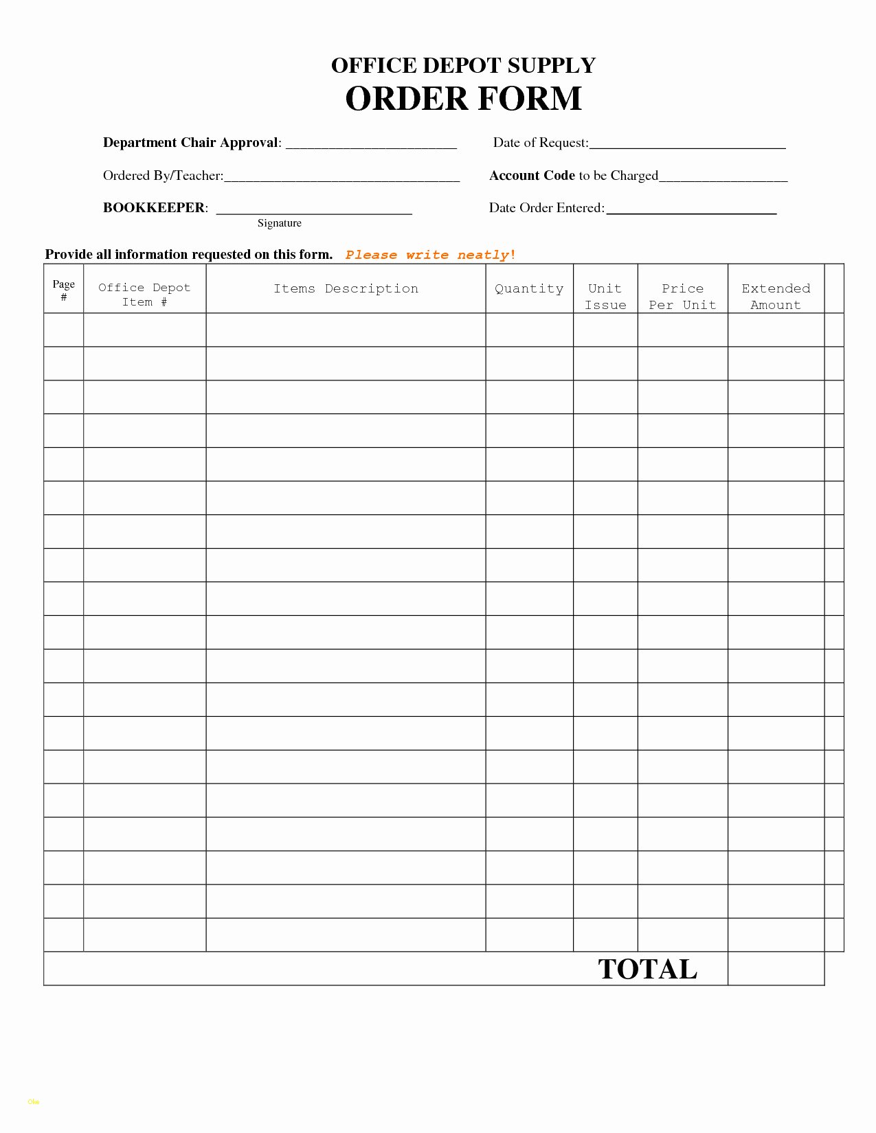 Office Supply order form Template Inspirational Fice Supply List Template Awesome Best S Standard