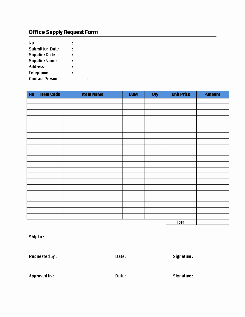 Office Supply order form Template Lovely Free Fice Supply Request form Template