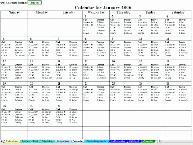 On Call Schedule Template Unique Excel Calendar Template Schedule Call Download Sales