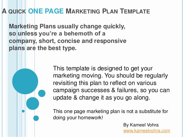 One Page Marketing Plan Template Unique A Quick One Page Marketing Plan Template