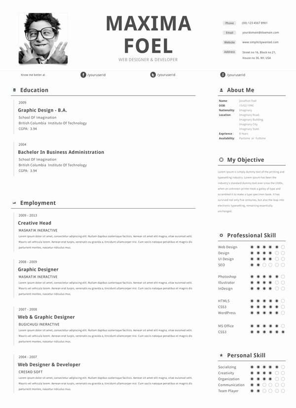 One Page Resume Template Free Inspirational 25 Best Free Professional Cv Resume Templates 2014