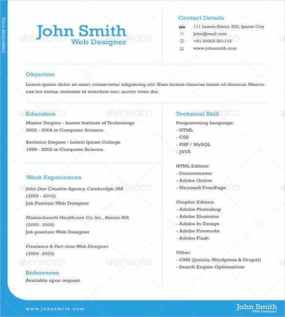 One Page Resume Template Free Lovely 41 E Page Resume Templates Free Samples Examples