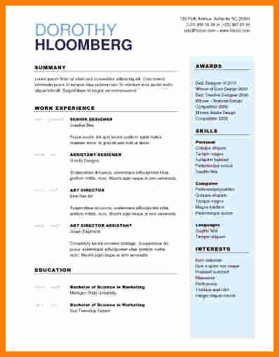 One Page Resume Template Free Unique 9 One Page Resume Template Free