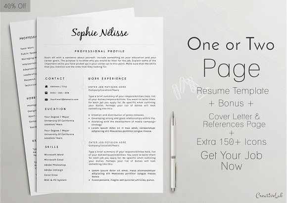 One Page Resume Template Word Lovely Professional Resume Template Resume Templates Creative