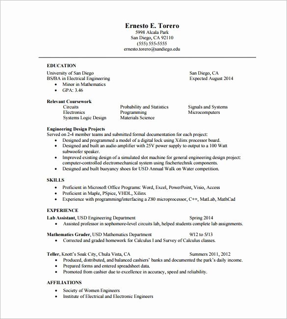 One Page Resume Template Word New E Page Resume Sample Best Resume Collection