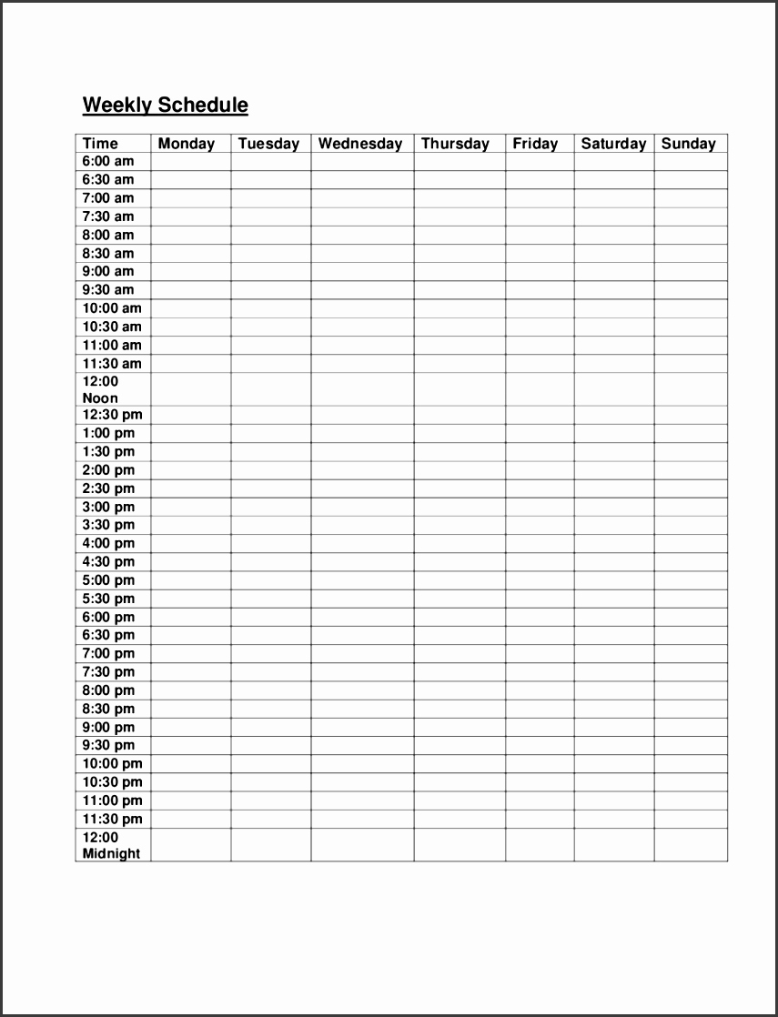 One Week Schedule Template Unique 10 E Week Planner Line Sampletemplatess