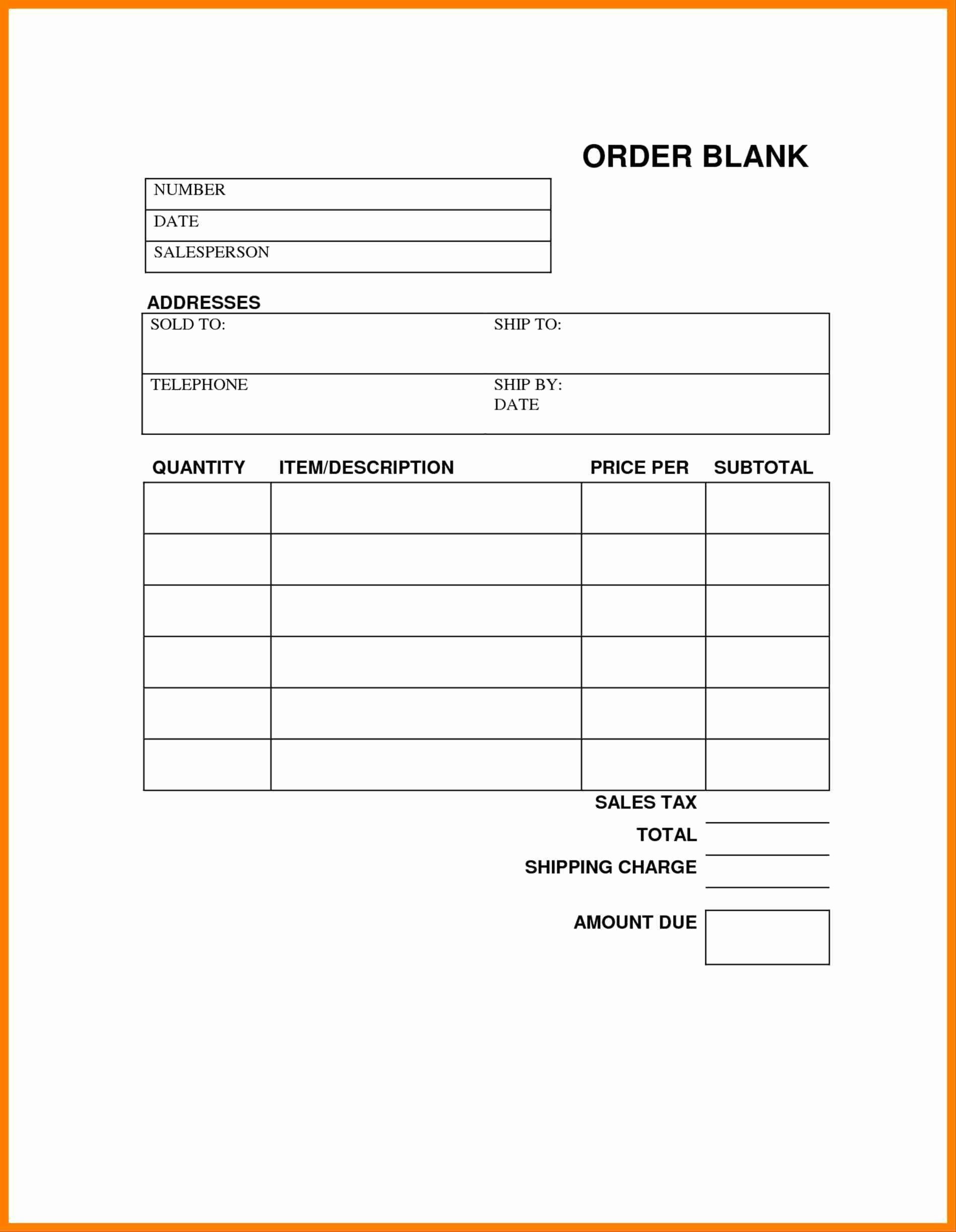 Online order form Template Awesome Blank order forms Templates Free