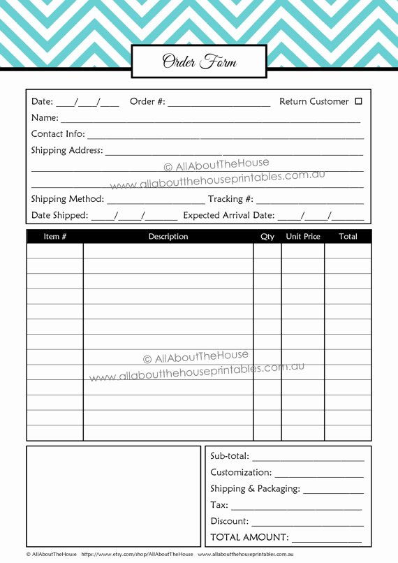 Online order form Template Elegant order form Custom order form Printable Business Planner