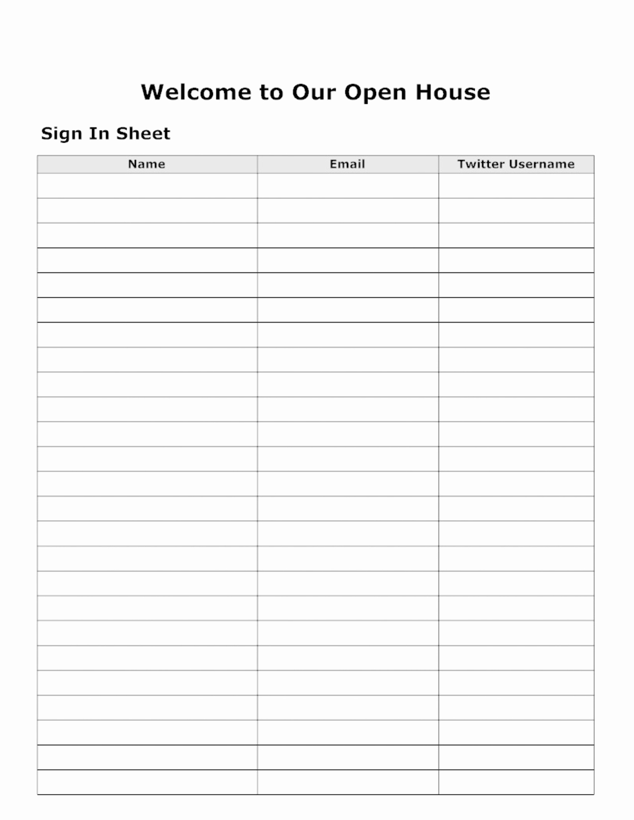 Open House Sign In Template Awesome Sign In Sheet Template