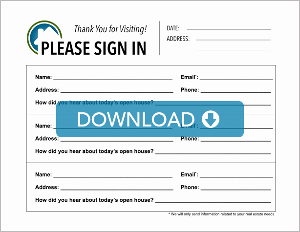 Open House Sign In Template Best Of Real Estate Open House Sign In Sheet Free Template Download