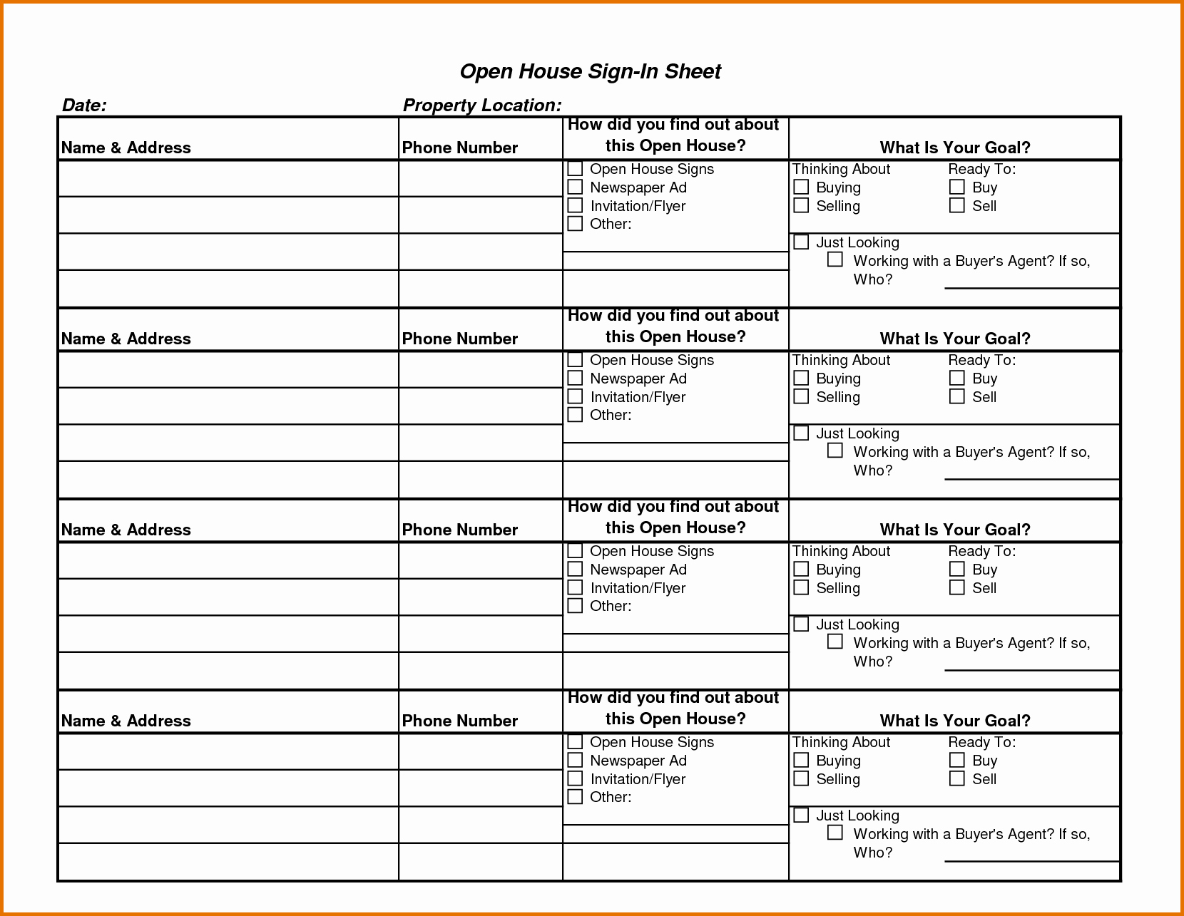Open House Sign In Template Lovely 8 Open House Sign In Sheet Templatereference Letters