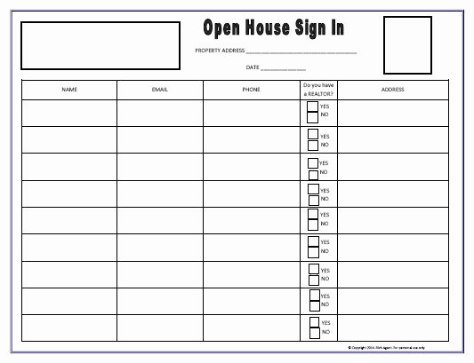 Open House Sign In Template New Open House Sign In Sheet Blue tools for Real Estate by