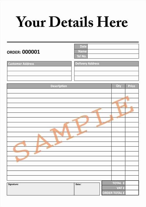sample order form templates