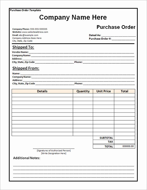 Order forms Template Word Fresh Purchase order Template 10 Download Free Documents In