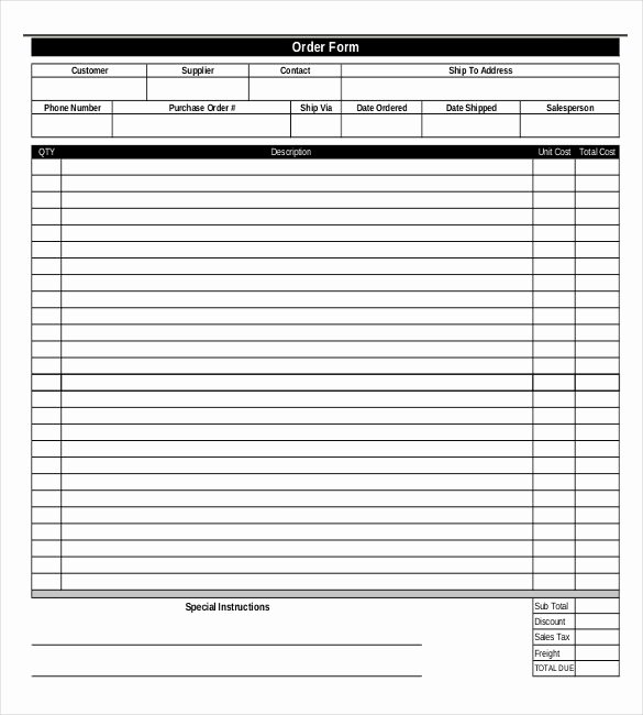 Ordering form Template Excel Fresh 41 Blank order form Templates Pdf Doc Excel