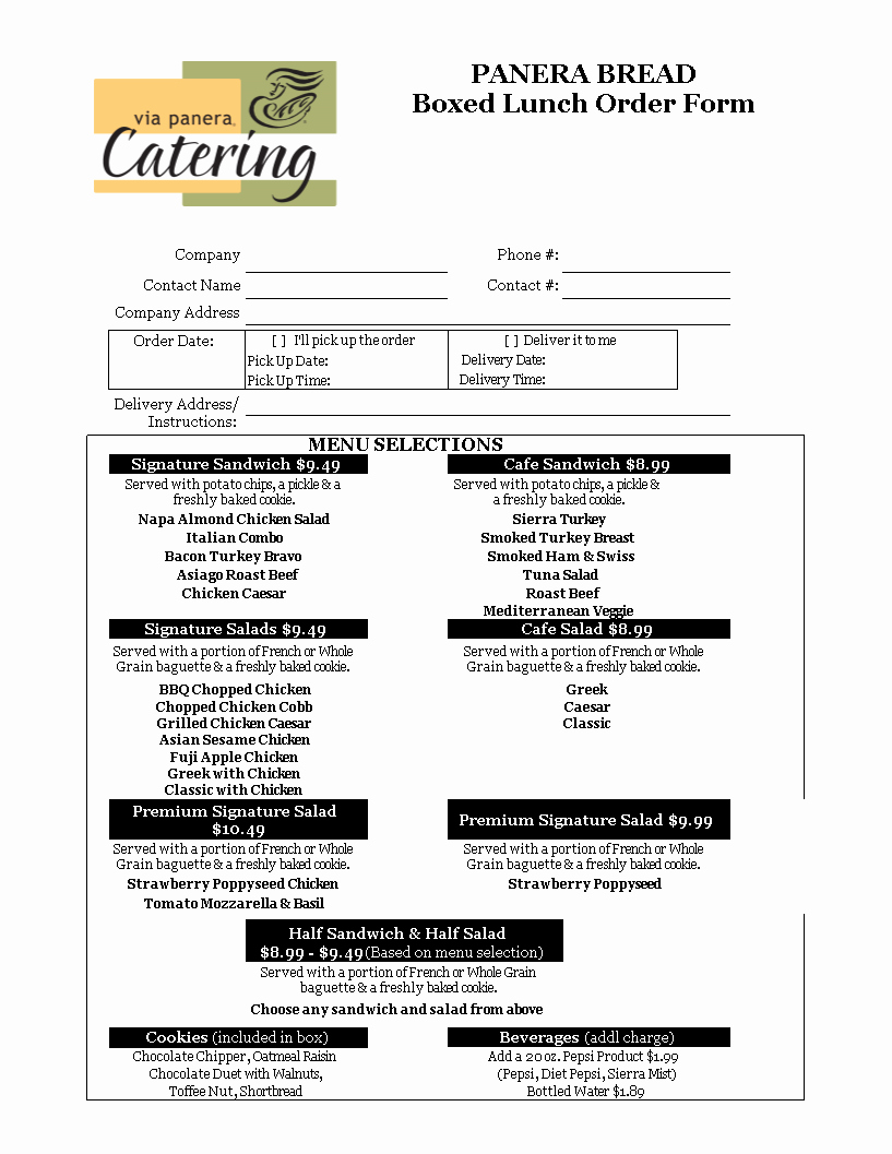 Ordering form Template Excel Inspirational Free Catering order form Excel