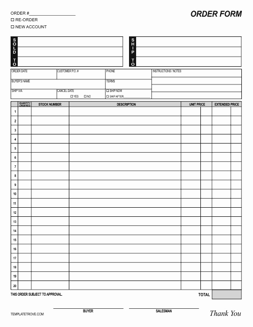 Ordering form Template Excel Luxury Blank order form Template Alfonsovacca
