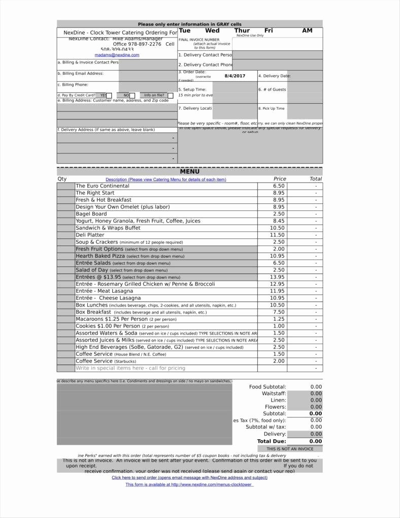 Ordering form Template Excel Unique 8 Catering order form Free Samples Examples Download