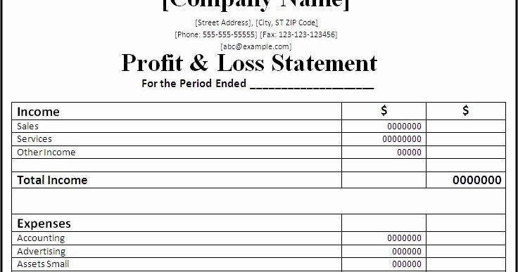 P and L Statement Template Lovely Professional Freelance Content Profit and Loss Statements