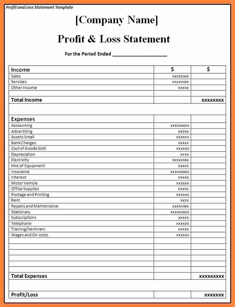 P and L Statement Template Unique 6 P and L Statement