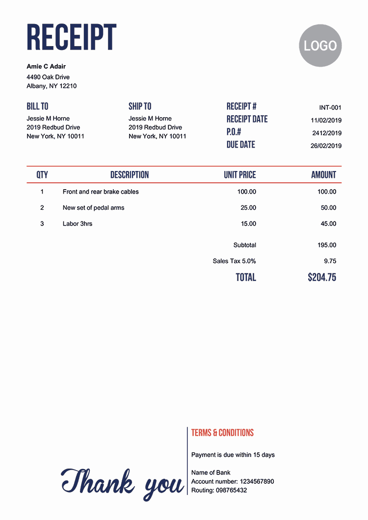 Paid Invoice Receipt Template New 100 Free Receipt Templates Print &amp; Email Receipt